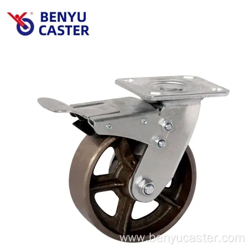 High Temperature Heavy Duty Cast-Iron Caster with Brake